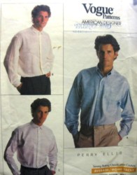 2208 Vogue  P ELLIS COLLAR LS SHIRT PATTERN 13.5-14.5 small  or 15--16  medium or 16.5 to 17 1/2 3 SZS CHOICE